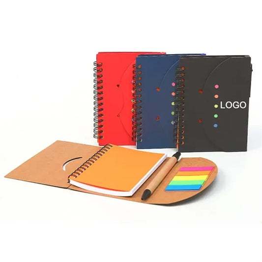 Spiral Eco Kraft Cover Sticky Notes & Notebook W/ Pen