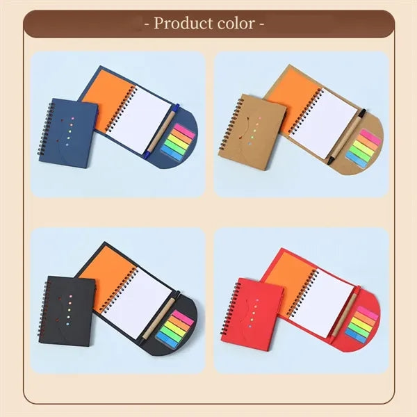 Spiral Eco Kraft Cover Sticky Notes & Notebook W/ Pen