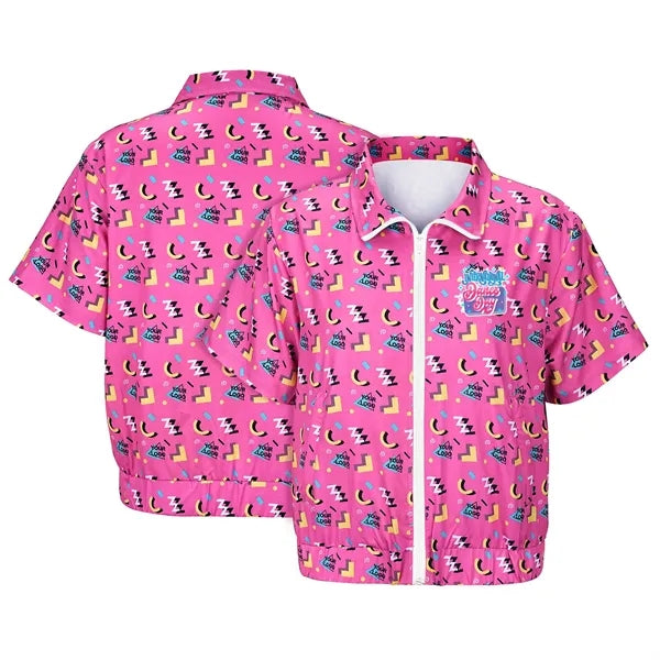 80s Retro Full-Zip Short Sleeve Jacket
