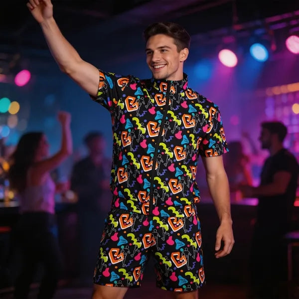 80s Retro Full-Zip Short Sleeve Jacket