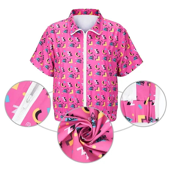 80s Retro Full-Zip Short Sleeve Jacket