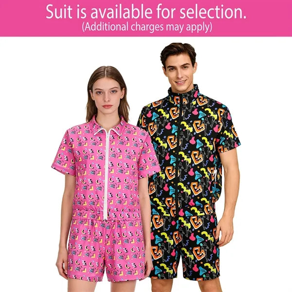 80s Retro Full-Zip Short Sleeve Jacket