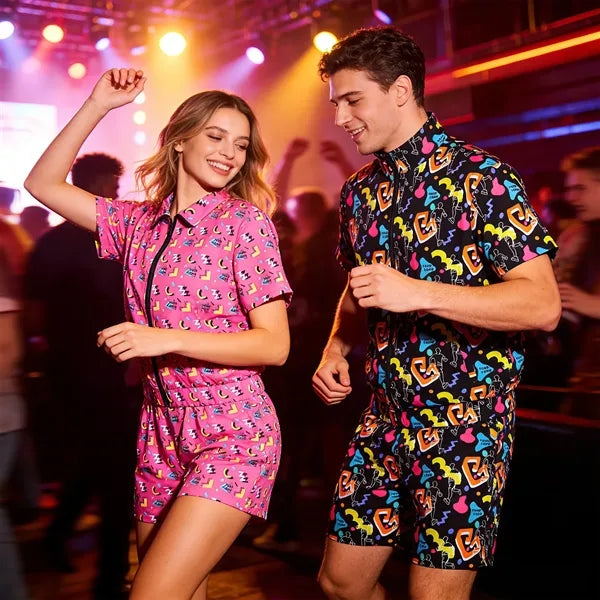 80s Retro Full-Zip Short Sleeve Jacket
