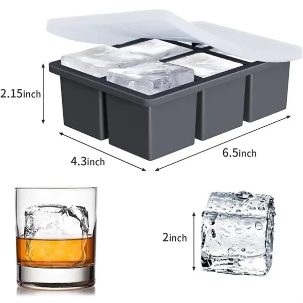 Large Ice Cube Tray with Lid for Whiskey