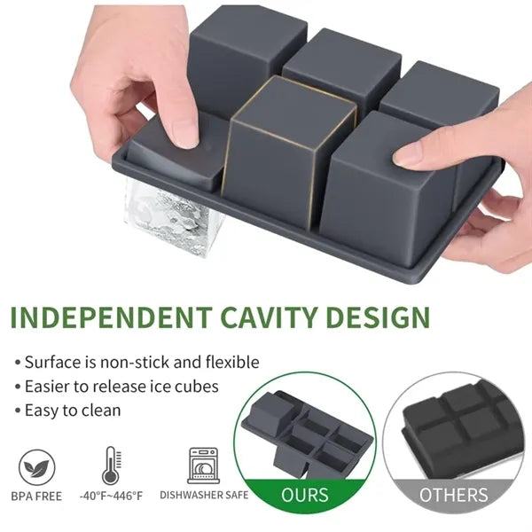 Large Ice Cube Tray with Lid for Whiskey