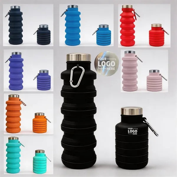 Silicone Collapsible Water Bottle with Carabiner