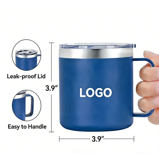 Mug with Lid and Handle, 14oz Stainless Steel Cup