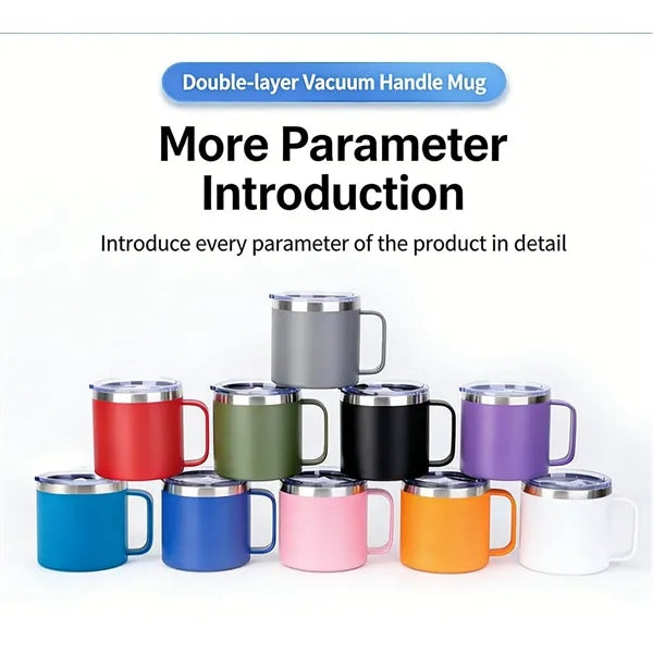 Mug with Lid and Handle, 14oz Stainless Steel Cup