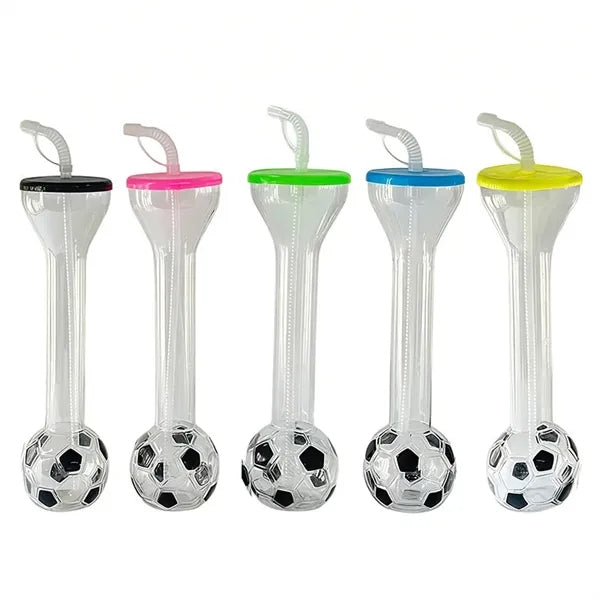 20 Oz Soccer Shaped World Yard Cup With Straw And Lid