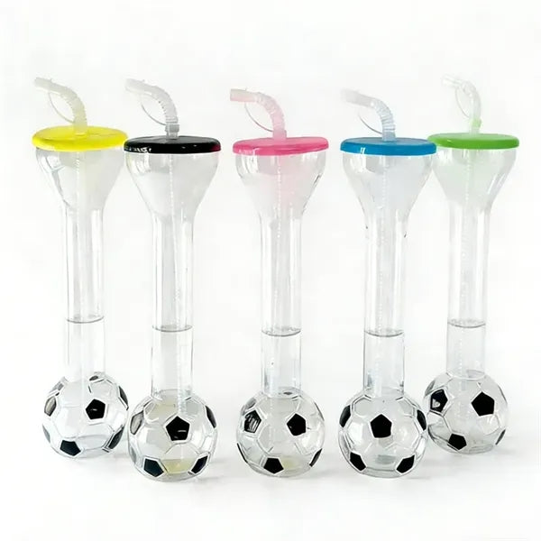 20 Oz Soccer Shaped World Yard Cup With Straw And Lid