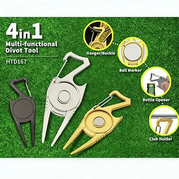 4-in-1 Zinc Alloy Golf Divot Tool