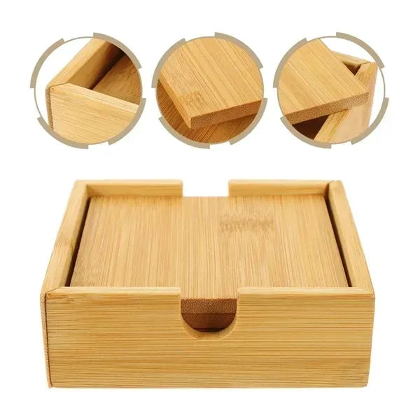 Set of 4 Bamboo Coasters With Box
