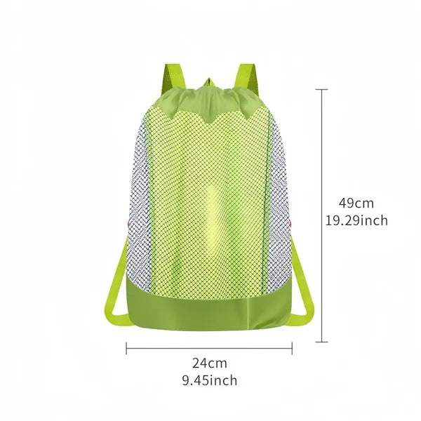 Large Mesh Drawstring Beach Backpack Toy Storage