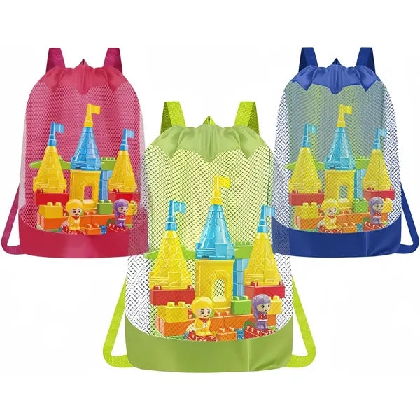 Large Mesh Drawstring Beach Backpack Toy Storage