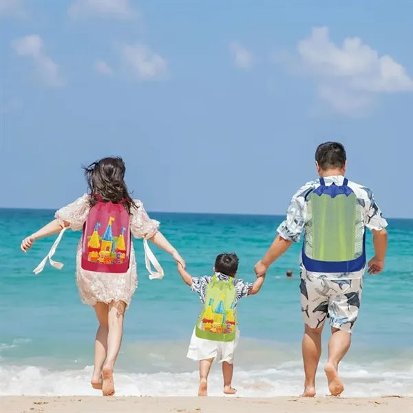 Large Mesh Drawstring Beach Backpack Toy Storage
