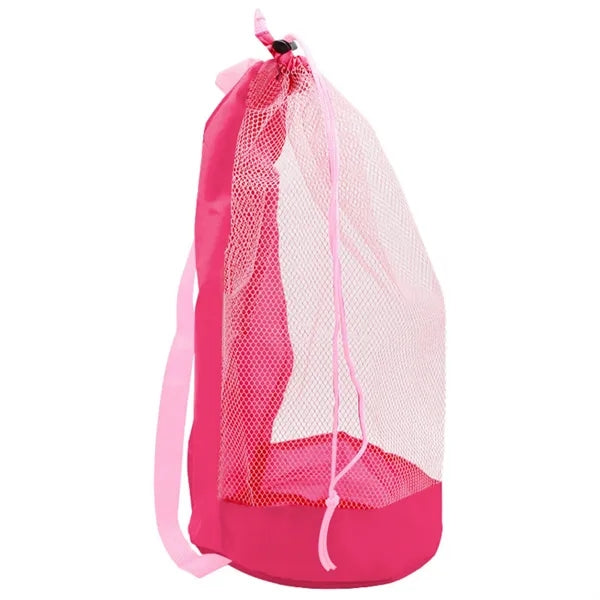 Large Mesh Drawstring Beach Backpack Toy Storage