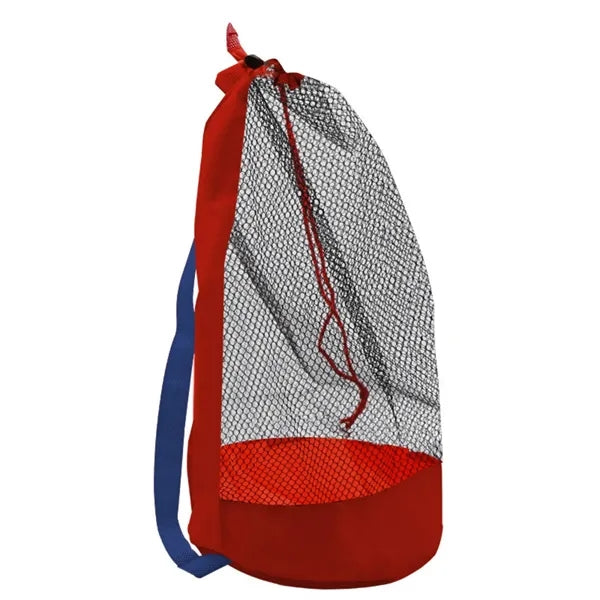 Large Mesh Drawstring Beach Backpack Toy Storage