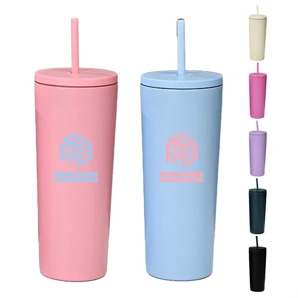 24oz Travel Stainless Steel Straw Tumbler