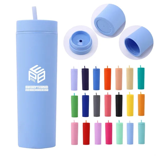 16oz Portable Plastic Straw Tumbler