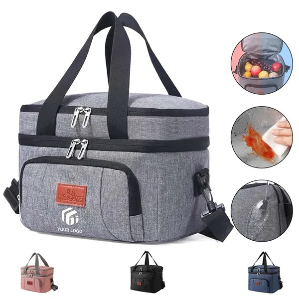 Outdoor double layer insulated leakproof lunch cooler bag