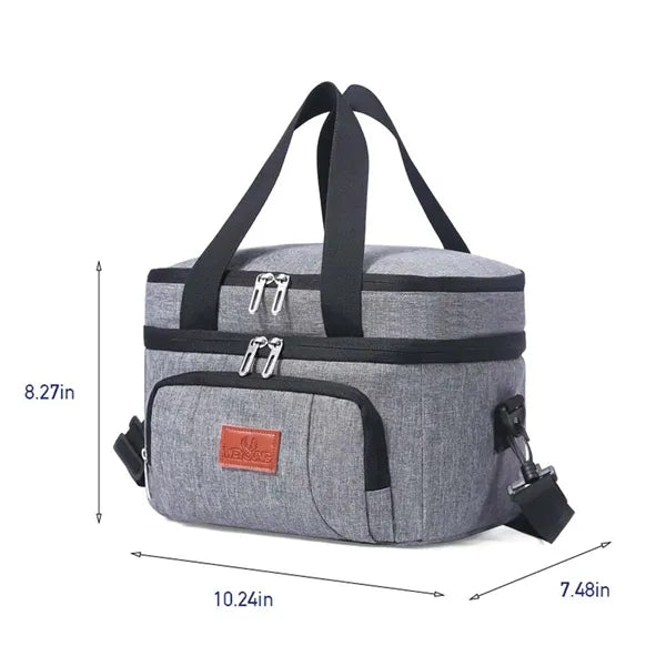 Outdoor double layer insulated leakproof lunch cooler bag