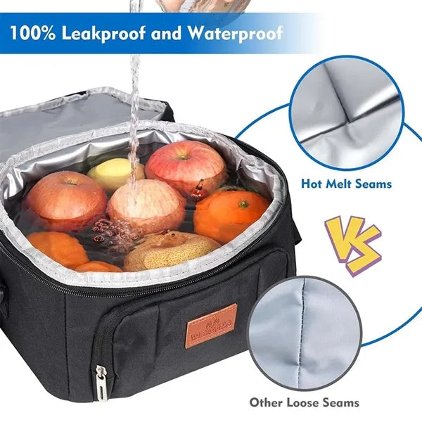Outdoor double layer insulated leakproof lunch cooler bag