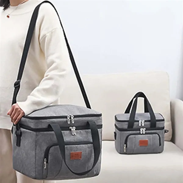 Outdoor double layer insulated leakproof lunch cooler bag