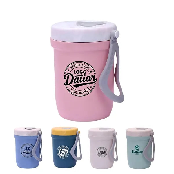 Insulated Double-Layer Breakfast Cup with Lid, Microwave-Saf