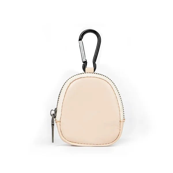 Genuine Leather Mini Coin Pouch with Carabiner for Keys