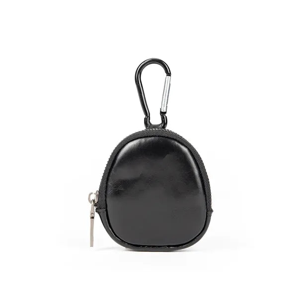 Genuine Leather Mini Coin Pouch with Carabiner for Keys