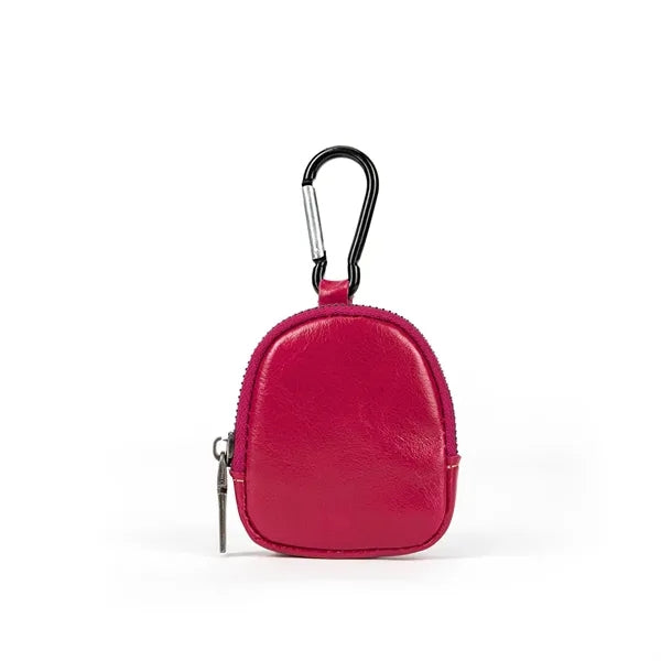 Genuine Leather Mini Coin Pouch with Carabiner for Keys