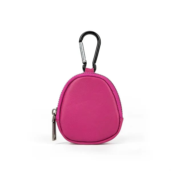 Genuine Leather Mini Coin Pouch with Carabiner for Keys