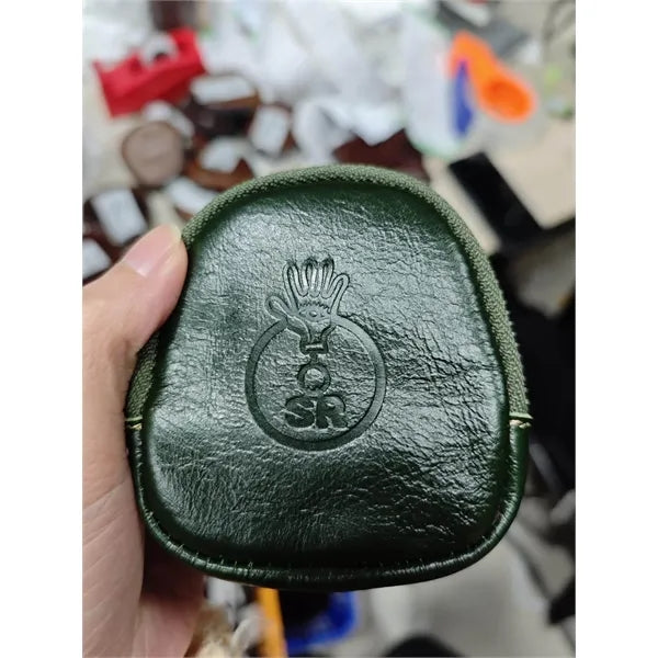 Genuine Leather Mini Coin Pouch with Carabiner for Keys