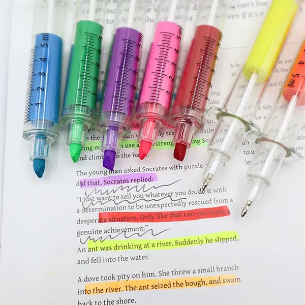 Syringe Shape Highlighter & Ballpoint Pen