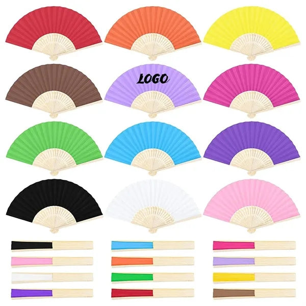 Full-color Folding Bamboo Paper Hand Fan Lightweight