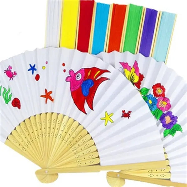 Full-color Folding Bamboo Paper Hand Fan Lightweight