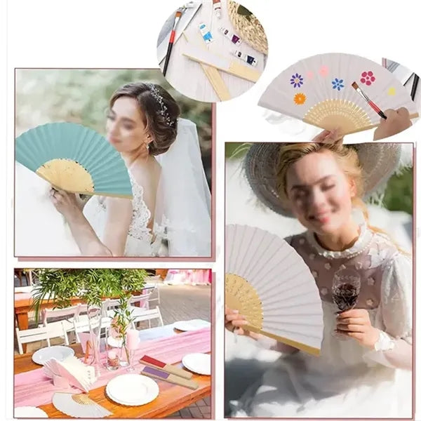 Full-color Folding Bamboo Paper Hand Fan Lightweight