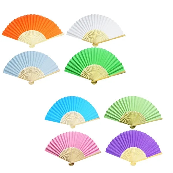 Full-color Folding Bamboo Paper Hand Fan Lightweight