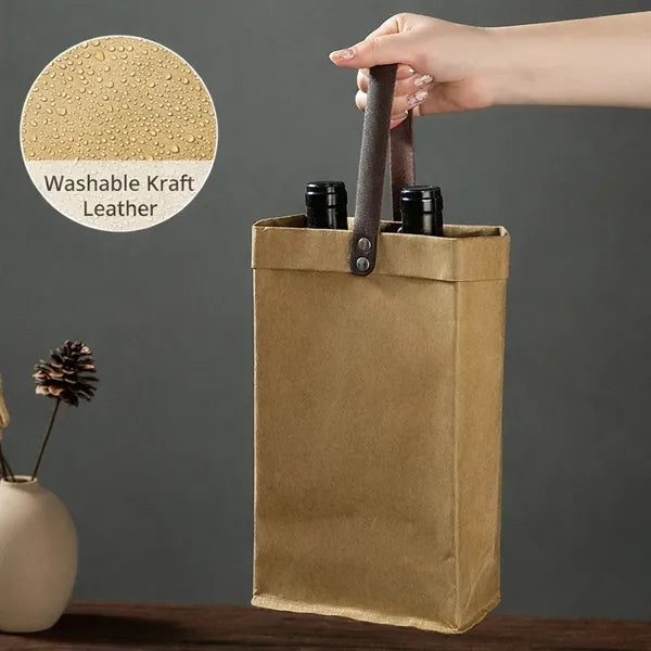 Natural Kraft Paper Wine Bag for One Bottle