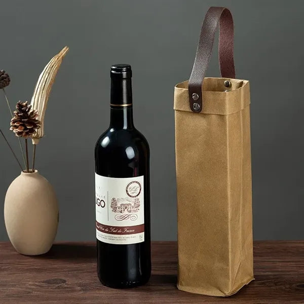 Natural Kraft Paper Wine Bag for One Bottle