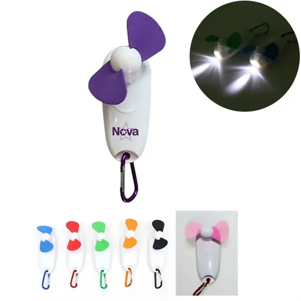 Cute Portable Mini Fan with Light & Carabiner