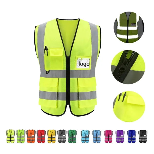 Premium Reflective Safety Vest With Pockets Full Color Print