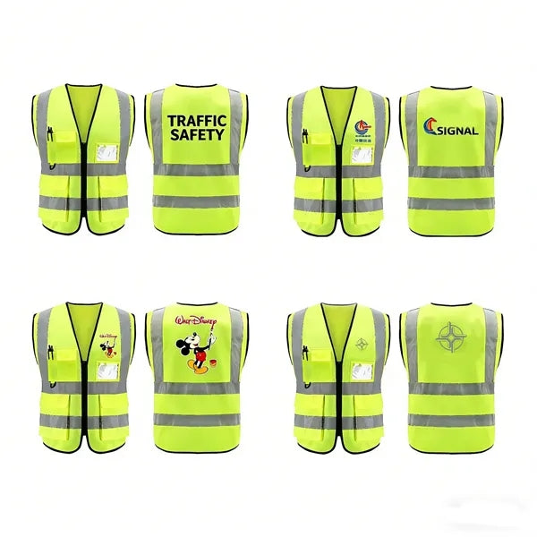 Premium Reflective Safety Vest With Pockets Full Color Print