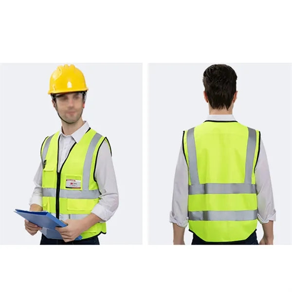 Premium Reflective Safety Vest With Pockets Full Color Print