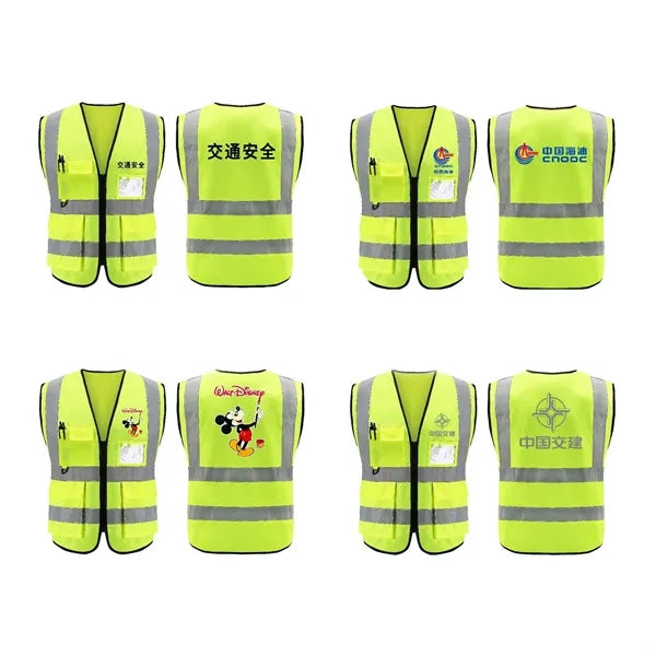 Premium Reflective Safety Vest With Pockets Full Color Print