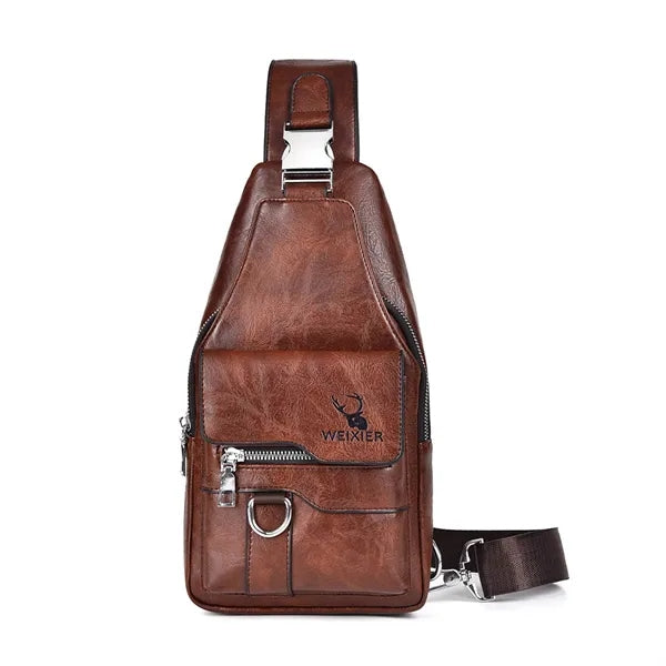 Stylish Leather Shoulder Bag With Multiple Compartments
