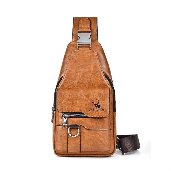 Stylish Leather Shoulder Bag With Multiple Compartments