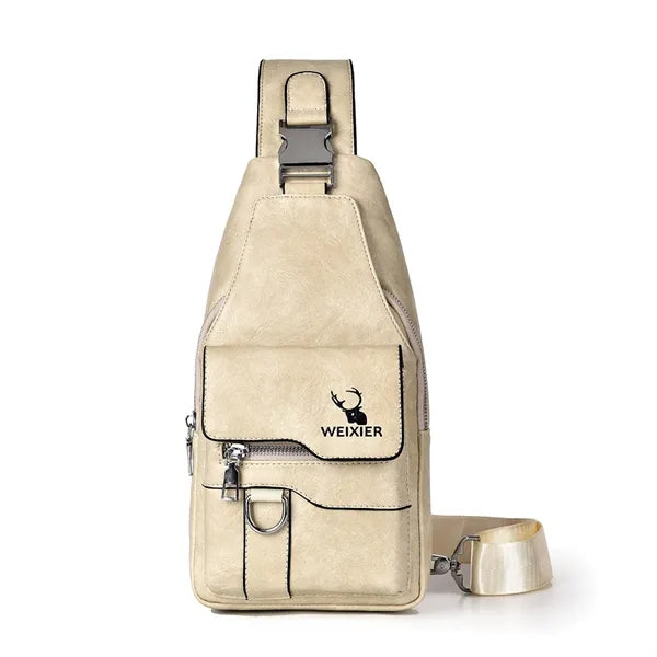 Stylish Leather Shoulder Bag With Multiple Compartments
