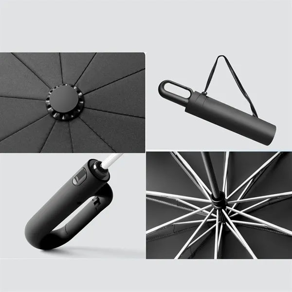 Windproof Compact Travel Umbrella With Ergonomic Handle
