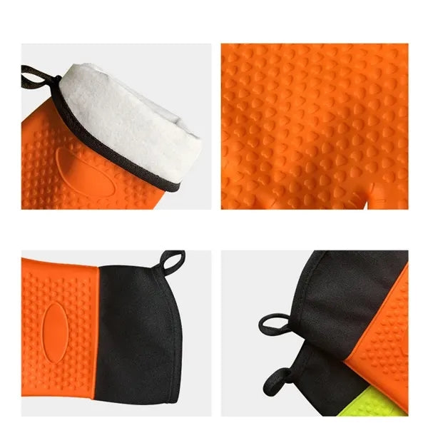 BBQ Oven Mitts Heat Resistant Silicone Grilling Gloves